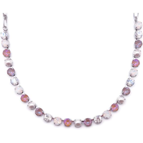 Mariana Butter Pecan Coco Brown Moonlight White Crystal Silver Necklace 1153 NWT - Picture 1 of 3